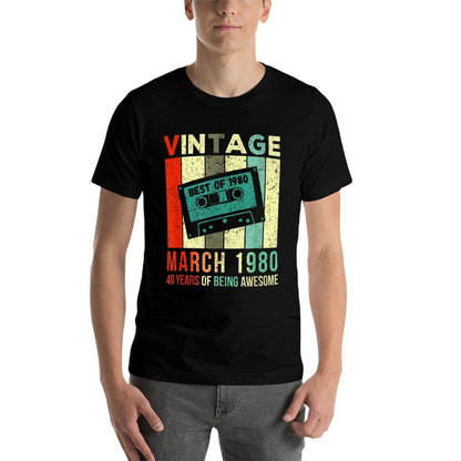 Vintage March 1980 40 Years of Being Awesome 40th Birthday  Versatile T-Shirt