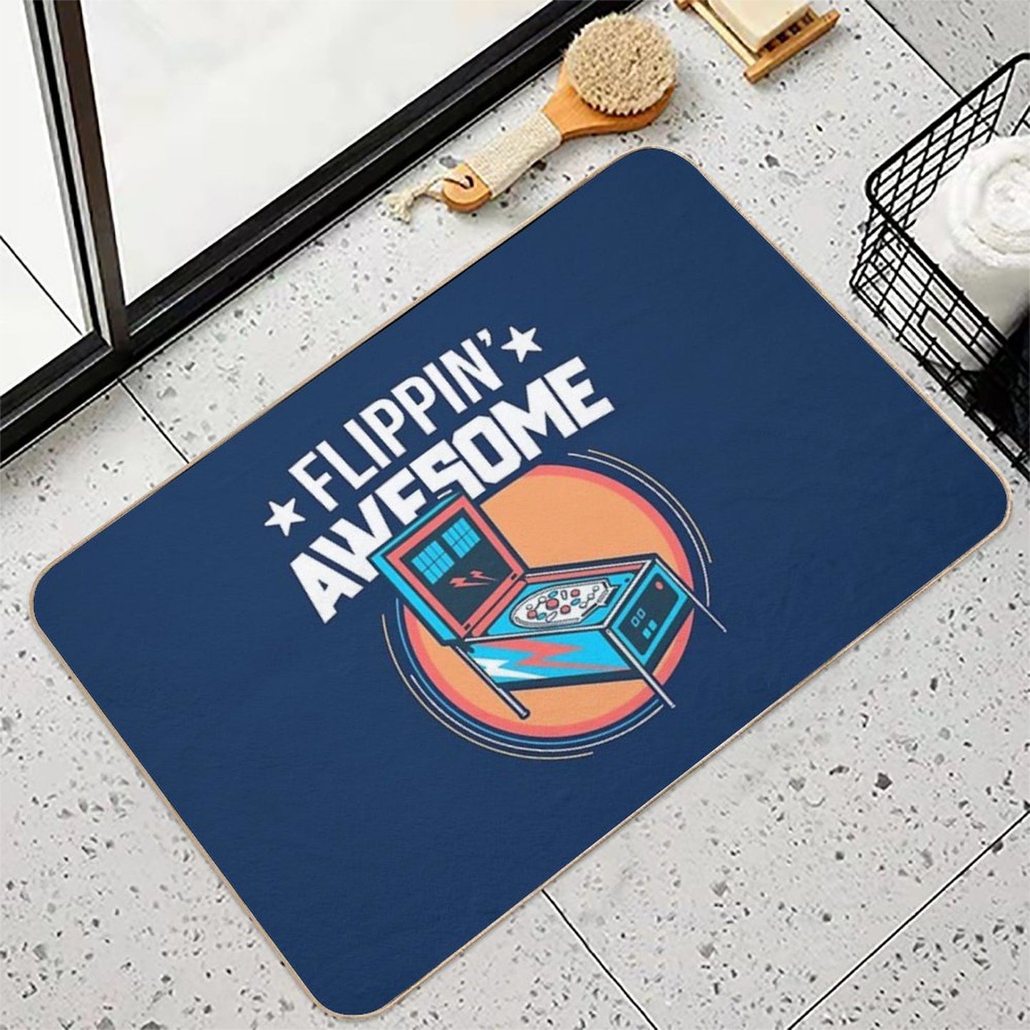 Pinball Shirt For Men Flippin' Awesome Flipping Arcade Gift Durable Bath Mat