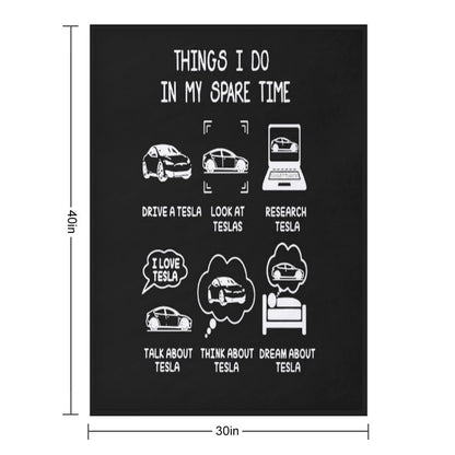 Tesla Things I Do in My Spare Time Eco-conscious Throw Blanket