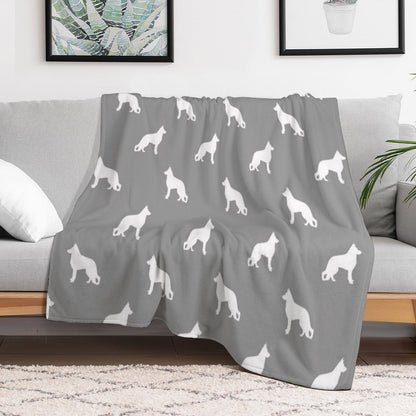 White German Shepherd Dog Silhouette Versatility Throw Blanket