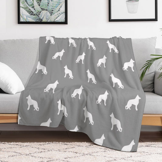 White German Shepherd Dog Silhouette Versatility Throw Blanket