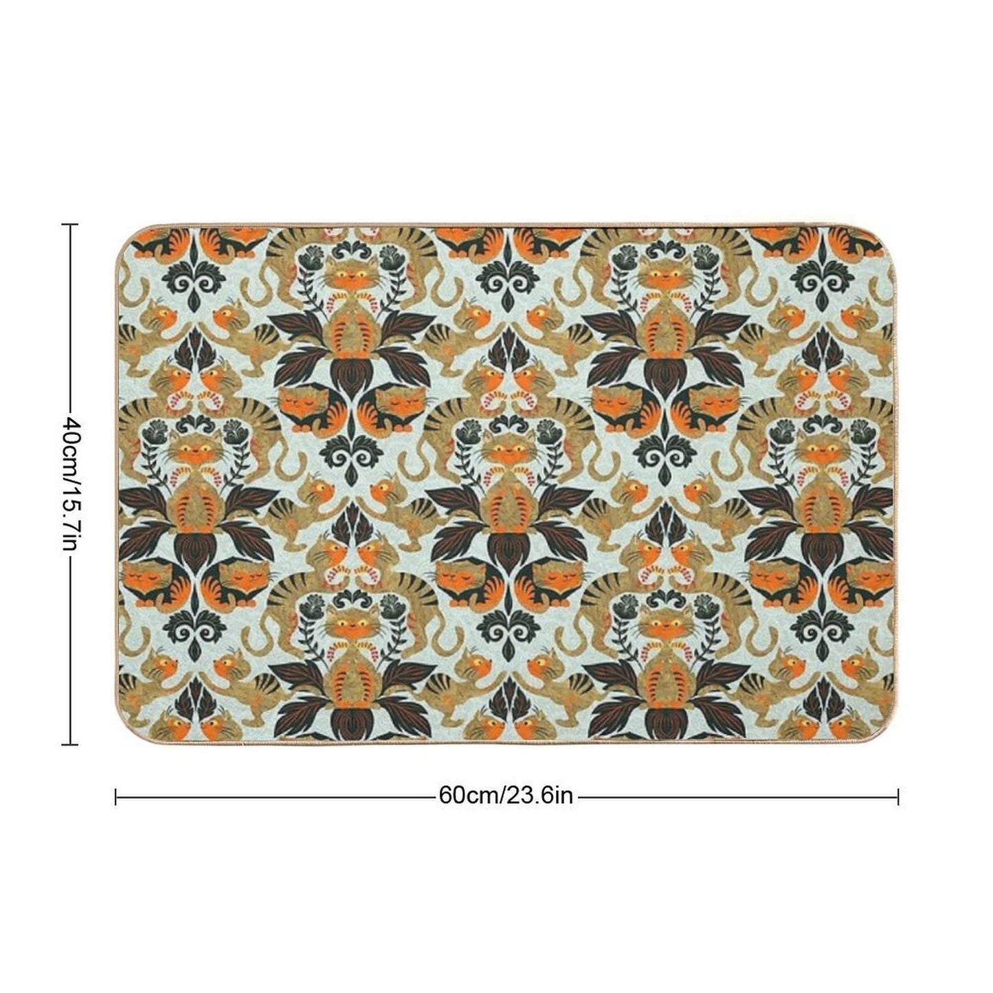 Damask Cats Durable Bath Mat
