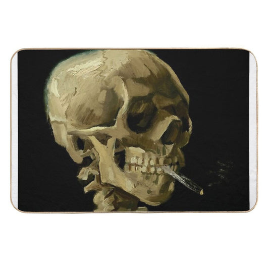 Vincent Van Gogh - Skull of A Skeleton with Burning Cigarette  Long-Lasting Bath Mat