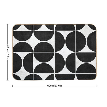 Mid-Century Modern Pattern No.3 - Black And White Concrete  Non-Slip Bath Mat