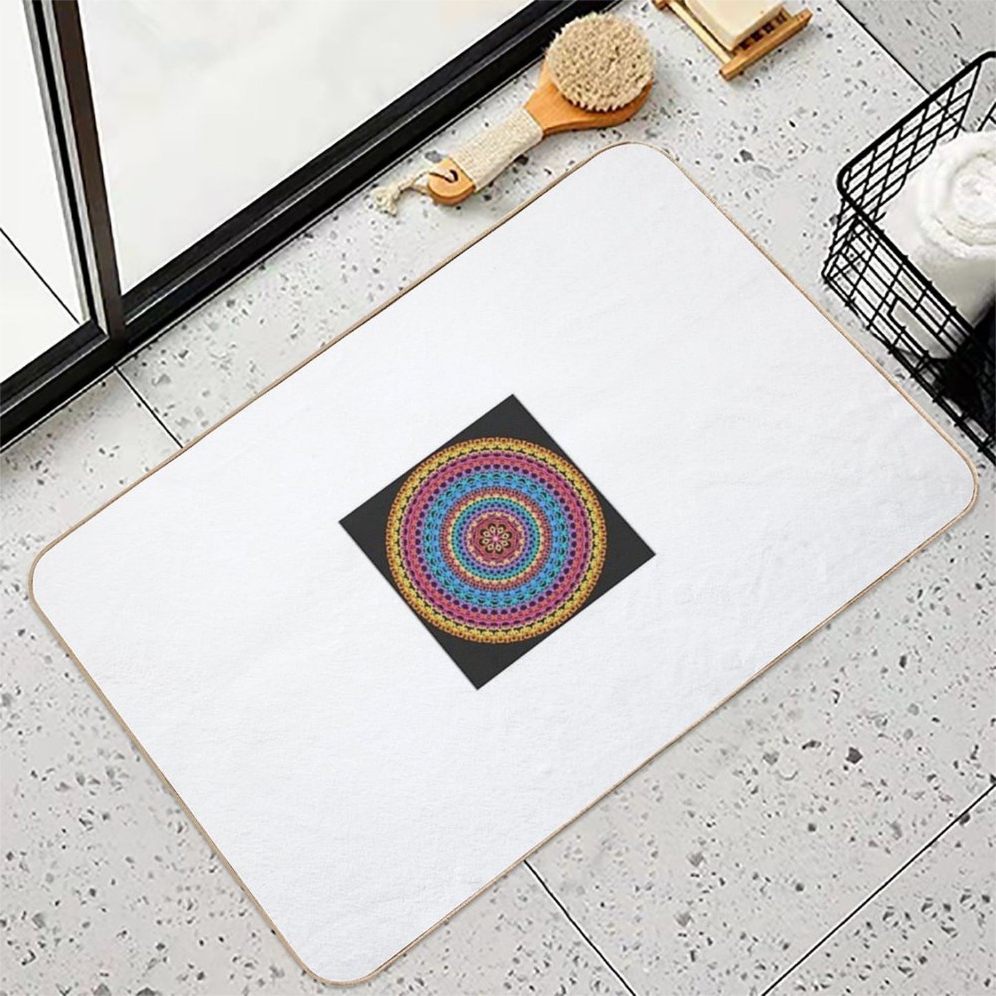 Festival of Radiance – Color Therapy Mandala for Joy, Unity & Celebration  Fade-Resistant Bath Mat