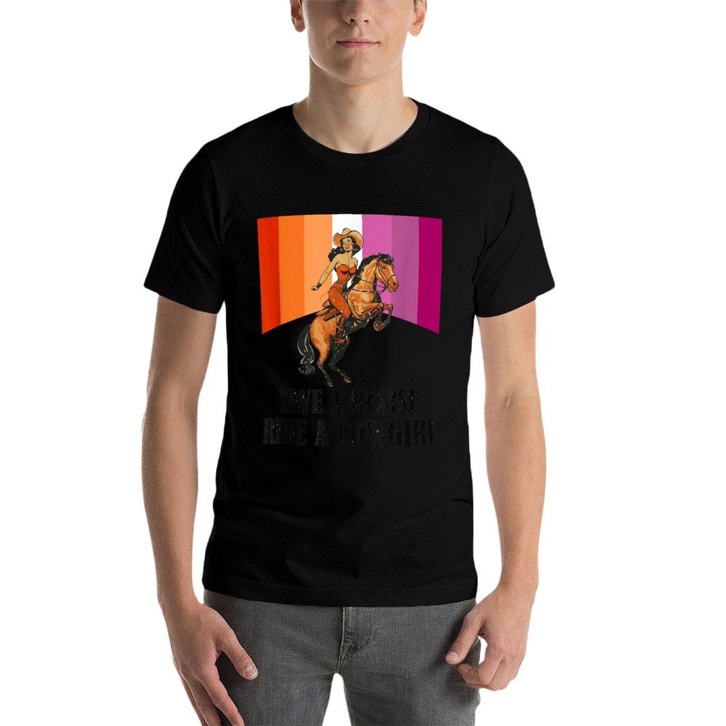 Lesbian Subtle WLW Ride A Cowgirl Queer Gay Pride Month  High-quality Stitching T-Shirt