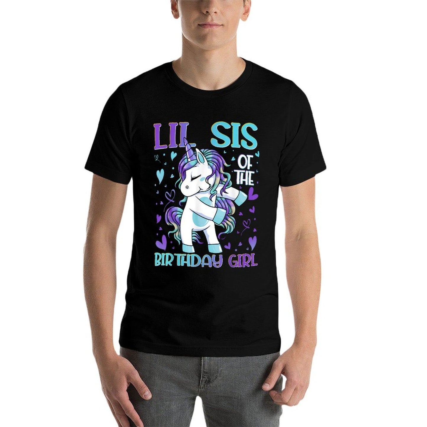 Lil Sis of The Birthday Girl Flossing Unicorn Little Sister Comfortable T-Shirt