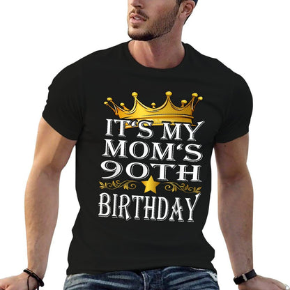 It's My Mom's 90th Birthday Crown Women's 90th Birthday  Ribbed Collar T-Shirt