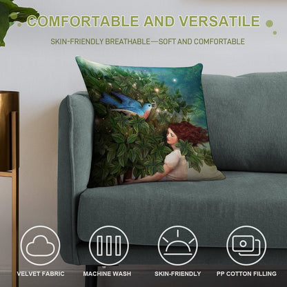 A Bluebird's Song Soft Decorative Cover Throw Pillow