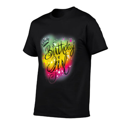 Cute Girls Birthday Party Birthday Airbrush Graffiti Retro  Moisture-wicking T-Shirt