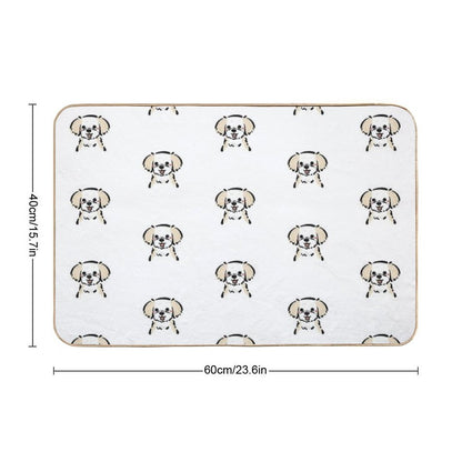 Cute Fluffy Dog Hand-Drawn Kawaii Dog Illustration in Pastel Style  Dirt-Trapping Bath Mat