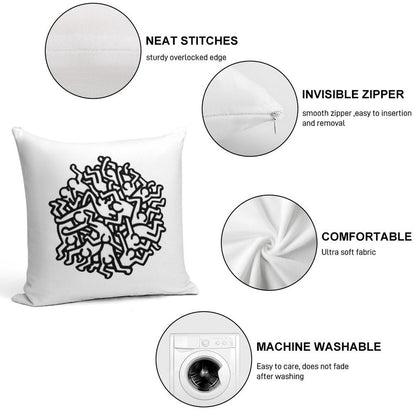 Haring Pop Art Soft Luxury Feel Throw Pillow