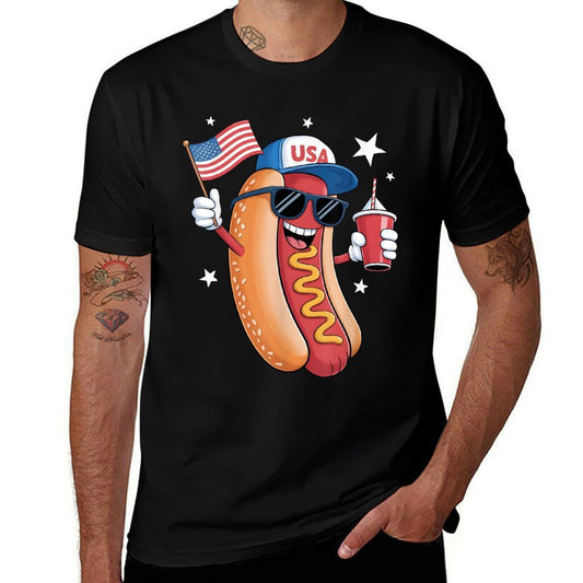 4th of July Hotdog Funny Fourth of July Patriotic USA  Durable T-Shirt