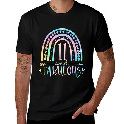 11 And Fabulous Rainbow Eleven Year Old Girls BDay Tie Dye  Summer-ready Fabric T-Shirt