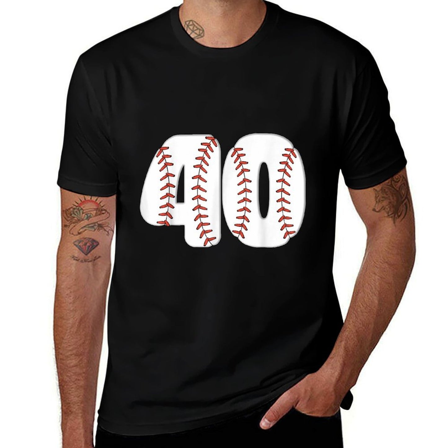 Baseball Number 40 Baseball Birthday 40 Baseball Themed 40th  Lightweight T-Shirt