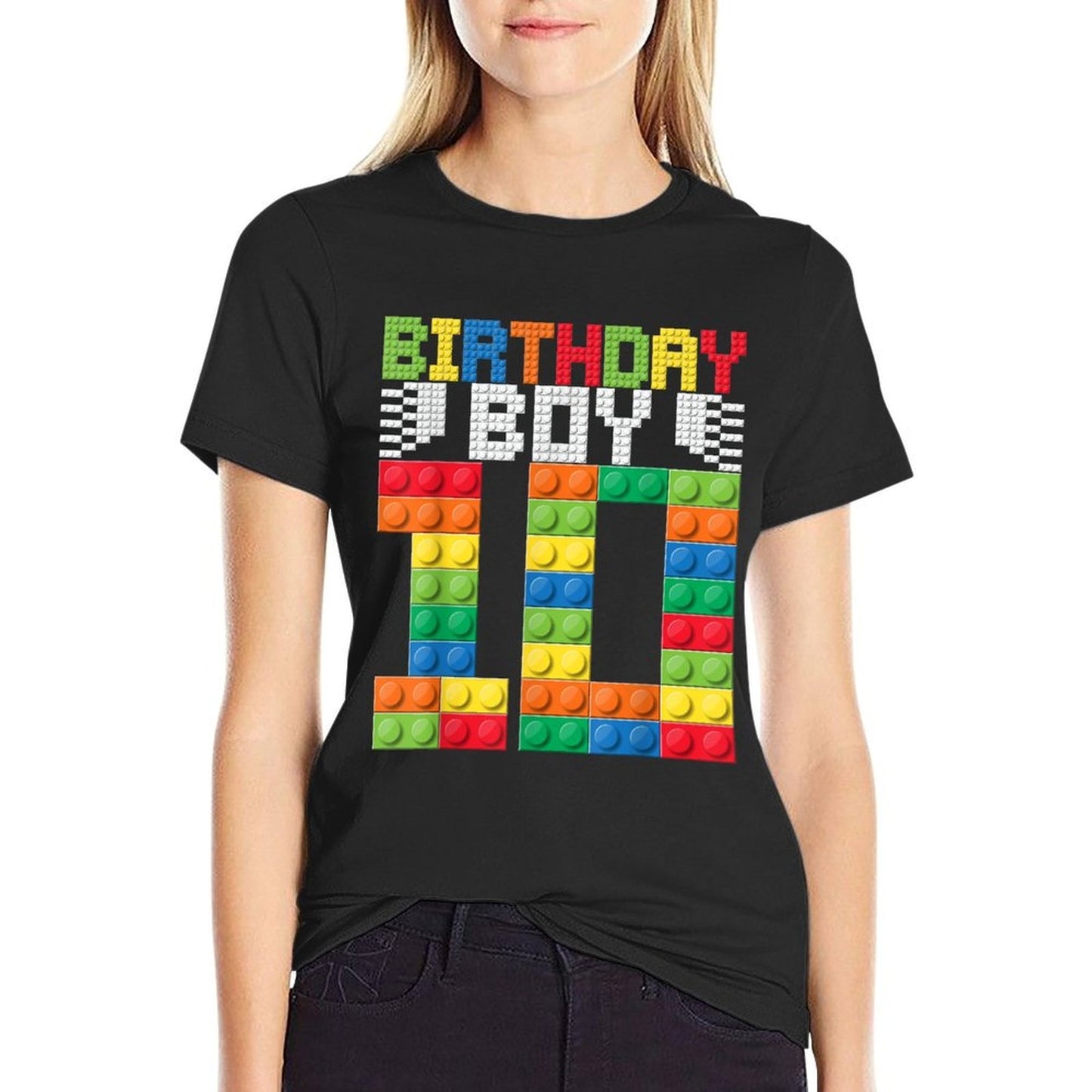 10th Birthday Kids Master Builder Ten Years Building Bricks  Affordable Price T-Shirt