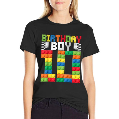 10th Birthday Kids Master Builder Ten Years Building Bricks  Affordable Price T-Shirt