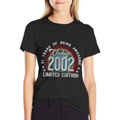 Vintage 2002 21 Year Old Gifts Limited Edition 21st Birthday  Summer-ready Fabric T-Shirt