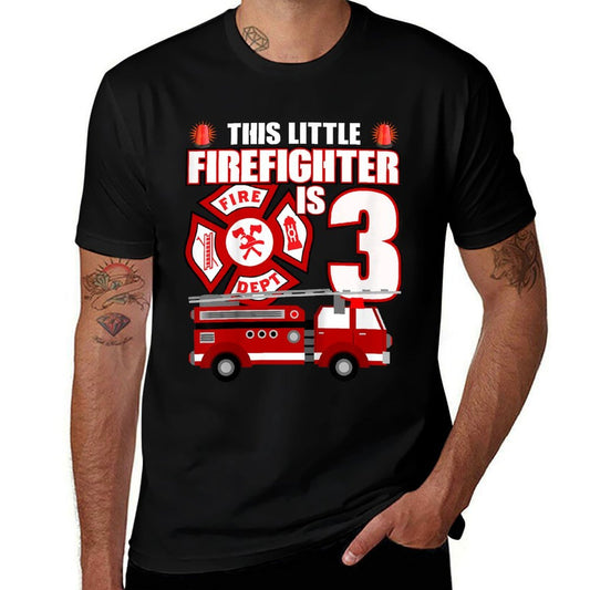 3 Year Old Firefighter Birthday Party Fire Truck 3rd Gift  Stretchy T-Shirt