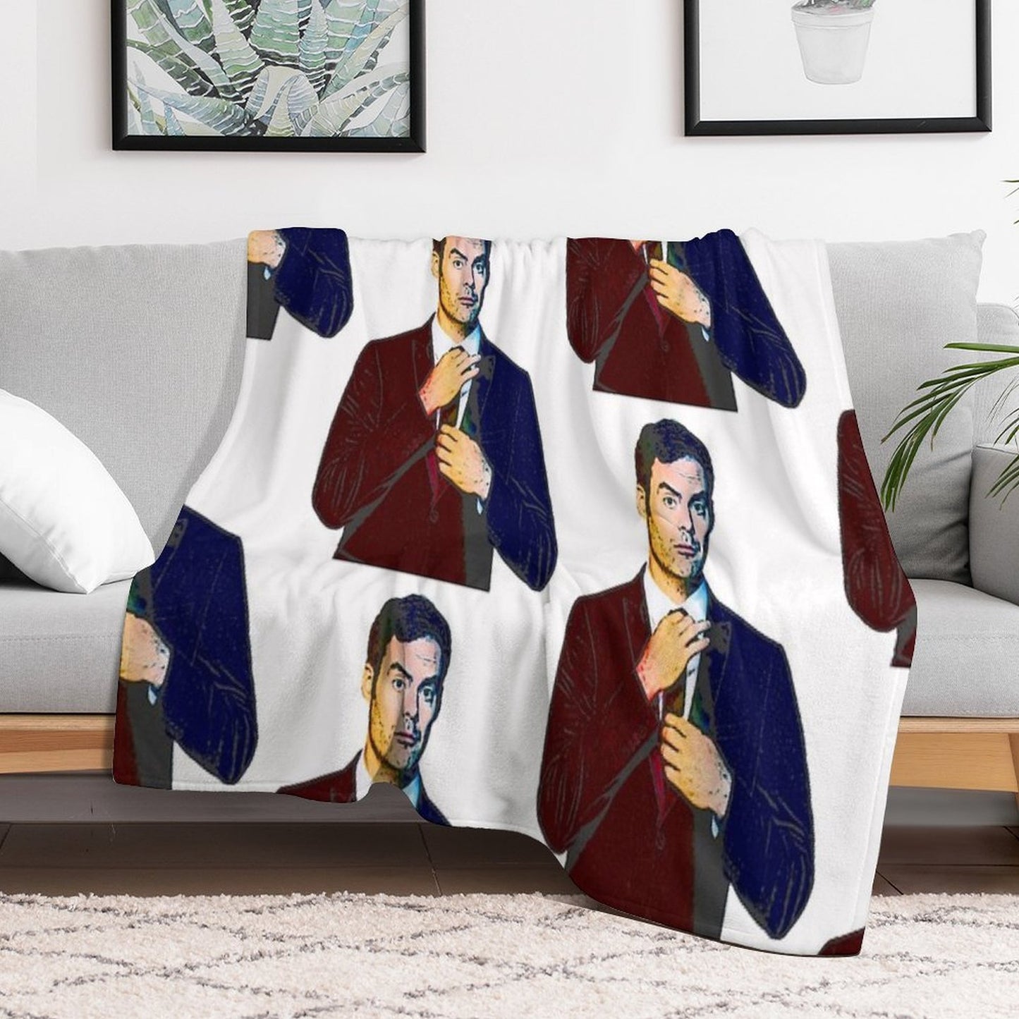 Pastel Holographic Bill Hader Sustainable Throw Blanket