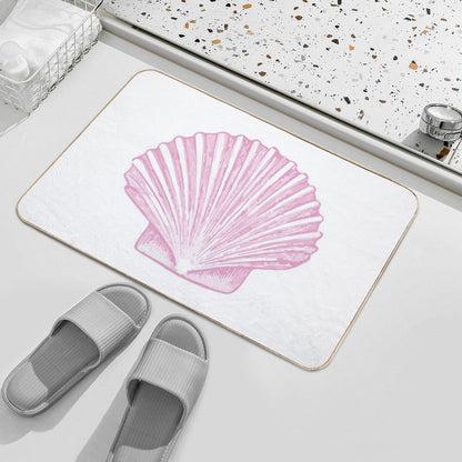 Pink Sea Scallop Shell Sketch  Toxin-Free Bath Mat