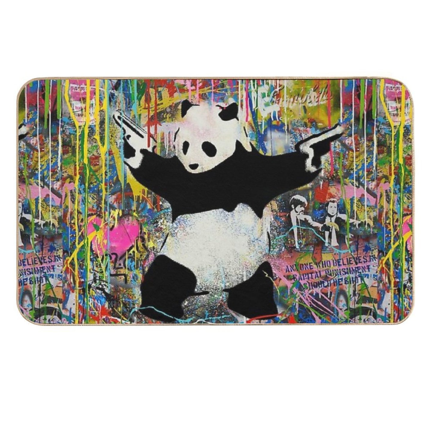 Panda With Guns Stick Em Up - Pop Street Art Banksy  Toxin-Free Bath Mat