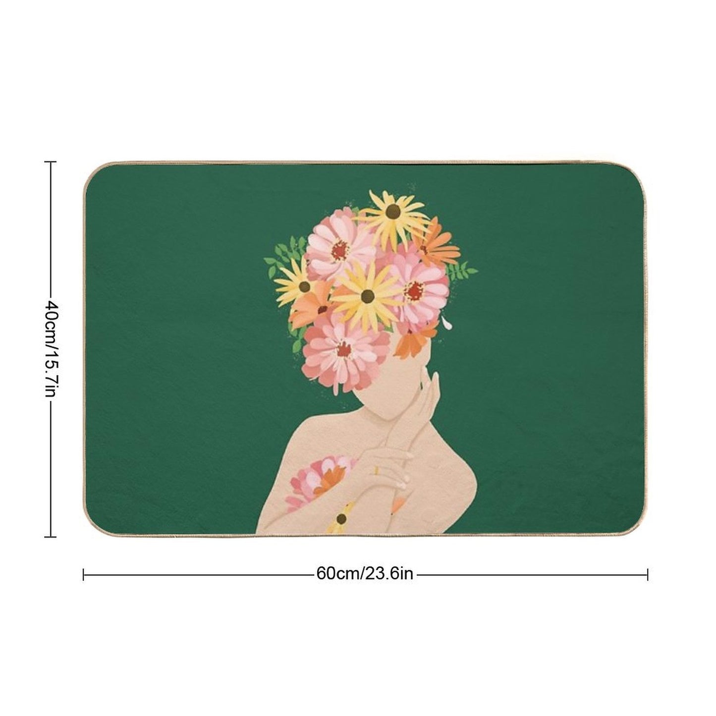 Woman with Flowers  Dirt-Trapping Bath Mat