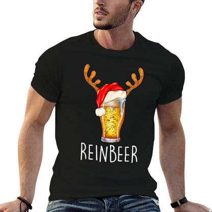 Winedeer Reinbeer Santa Hat Reindeer Couple Xmas Matching  Tagless Design T-Shirt