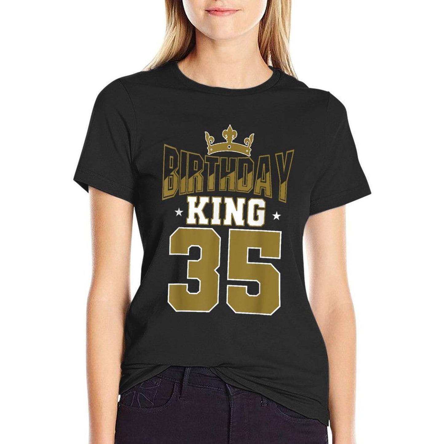 Birthday King 35 Bday Party Celebration 35th Royal Theme  Polyester Blend T-Shirt