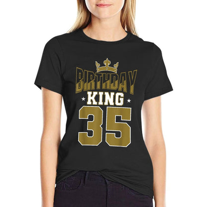 Birthday King 35 Bday Party Celebration 35th Royal Theme  Polyester Blend T-Shirt