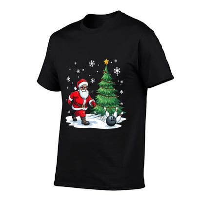 Merry Christmas Santa Playing Bowling Sport Lovers  Versatile T-Shirt