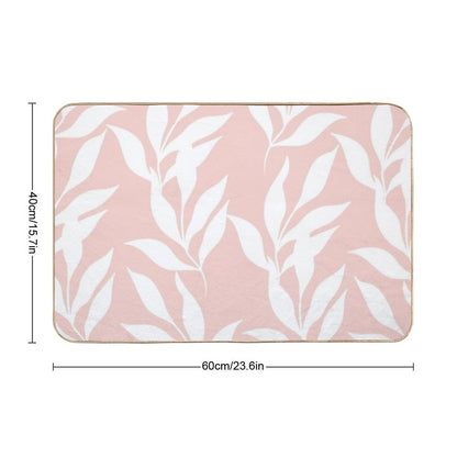Baby Pink Leaf Pattern  Anti-Trip Bath Mat