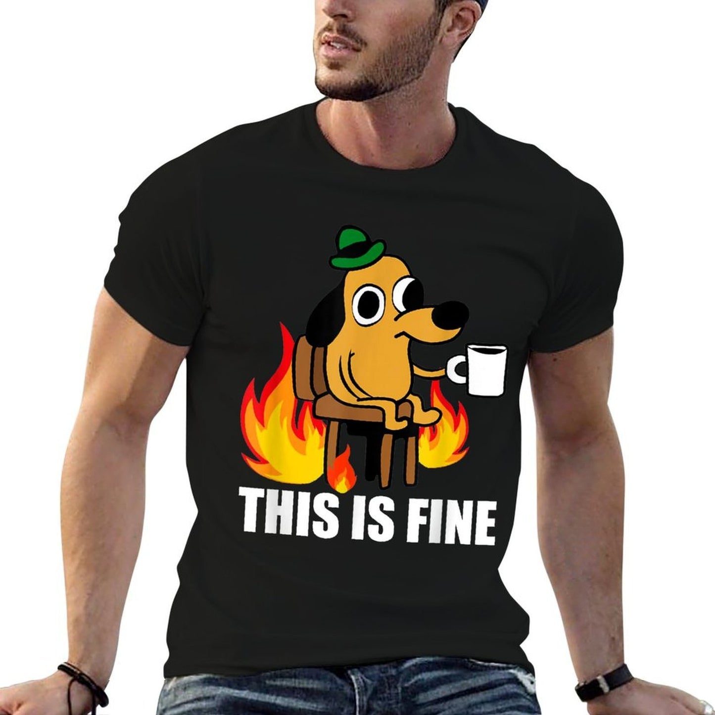 This Is Fine Dog Internet Meme Burning San Francisco  Relaxed-fit T-Shirt