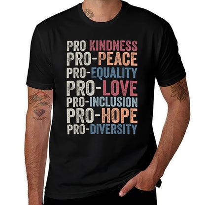 Pro Kindness Pro Peace Equality Love Diversity Human Rights  Oversized Silhouette T-Shirt