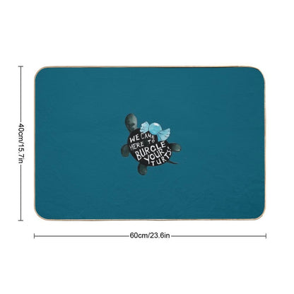 Black Turtle Burgles in Teal Durable Bath Mat
