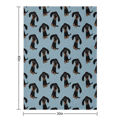 Longhaired Dachshund Black And Tan Puppy Dog Wrinkle-free Throw Blanket