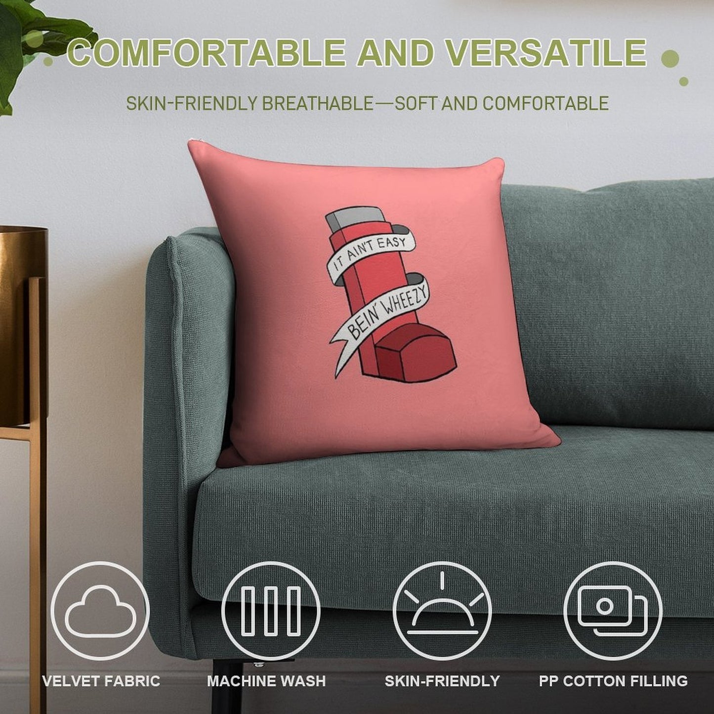 It Ain't Easy Bein' Wheezy (Red) Soft Durable Construction Throw Pillow