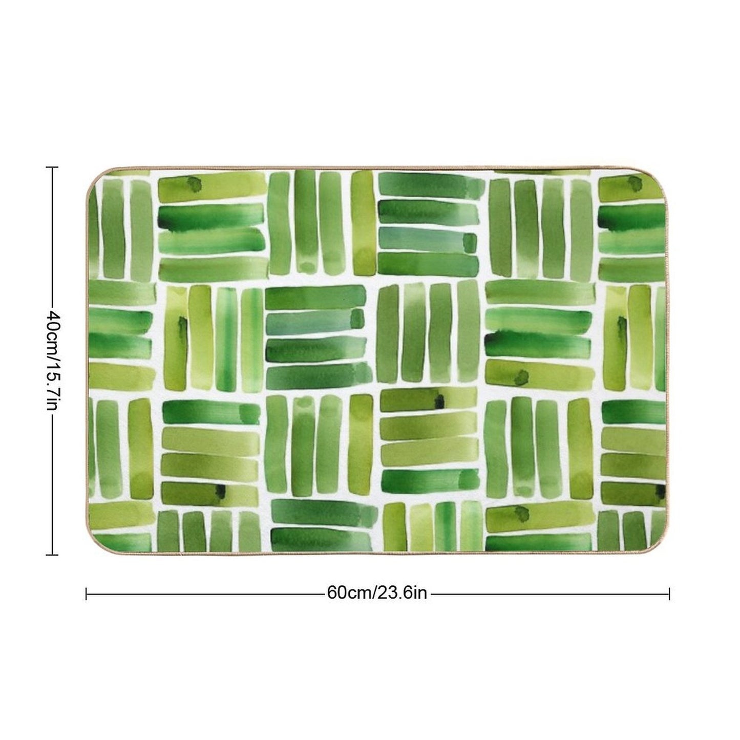 Geometric Pattern Green Minimalist Abstract Design  Stain-Proof Bath Mat