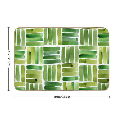 Geometric Pattern Green Minimalist Abstract Design  Stain-Proof Bath Mat