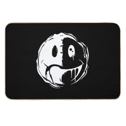 SmileySad Face – Emo Punk Split Mood Design  Absorbent Bath Mat