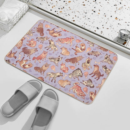 Hyenas in Lavender  Long-Lasting Bath Mat