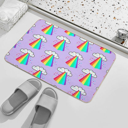 Rainbow Blast Cute Happy Rainbow  Easy Maintenance Bath Mat