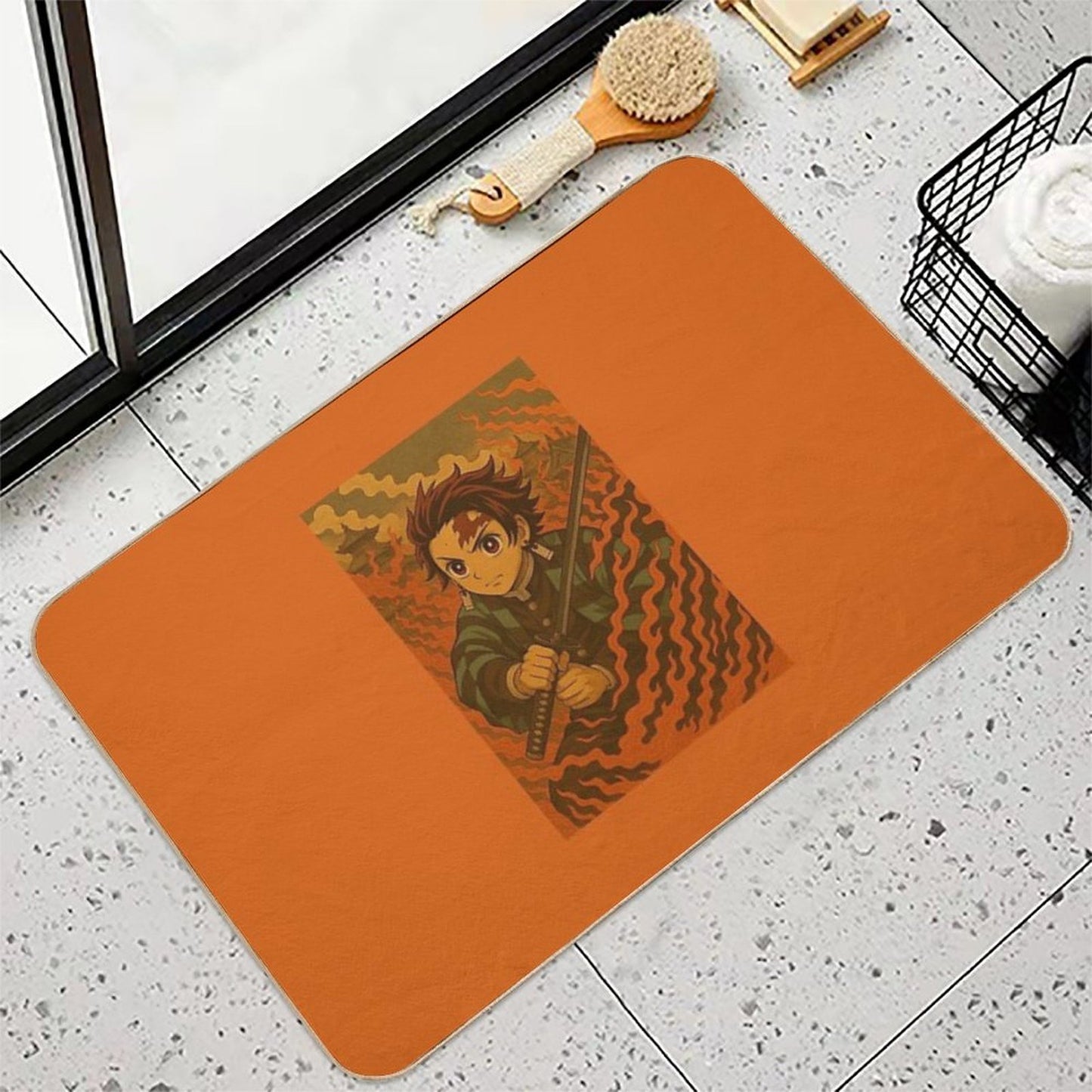 Japanese Vintage Drawing Tanjiro  Stain-Proof Bath Mat