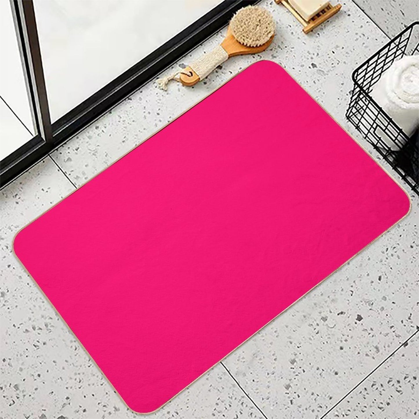 Fuchsia Flat Color  Non-Slip Bath Mat