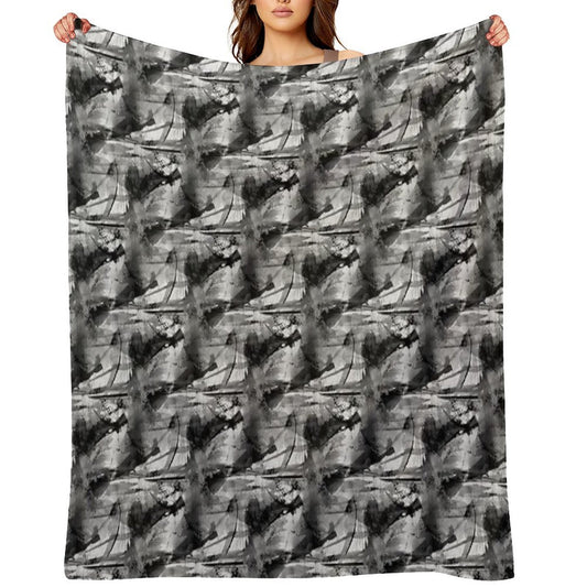 Grunge Monochromatic Grayscale Pattern Sustainable Throw Blanket