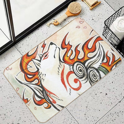 Okami Amaterasu Wolf Spirit Japanese Sun God  High-Traffic Bath Mat