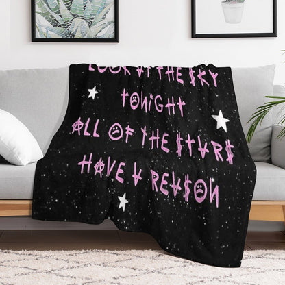 Look At The Sky Stars Have A Reason - Lil Peep Quotes Wrinkle-free Throw Blanket