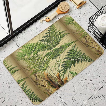 Botanical Print, on Old Book Page - Fern  Easy Maintenance Bath Mat