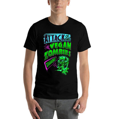 Attack of The Vegan Zombies Vegetarian Halloween  Rolled Sleeves T-Shirt