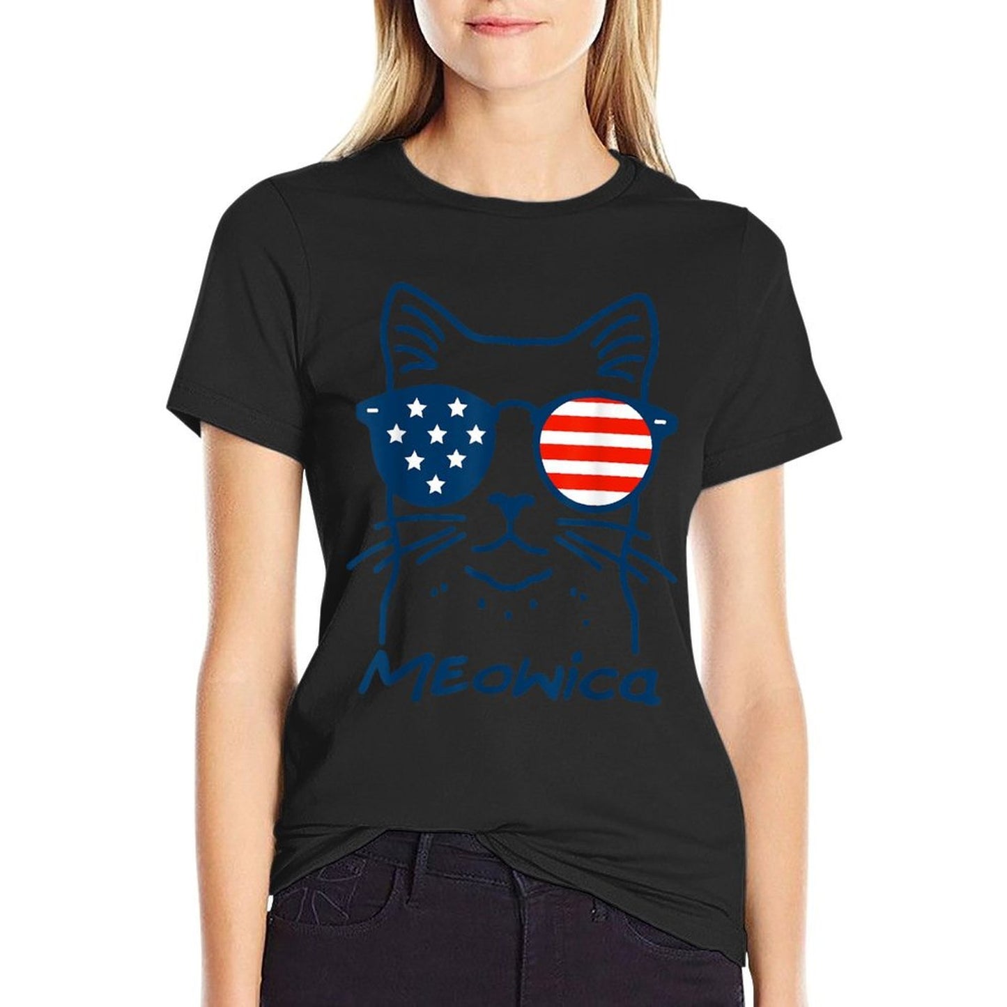 Meowica USA Merica Cat 4th of July Funny Patriotic  Durable T-Shirt